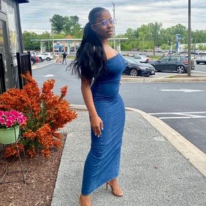 WOMENS ZARA DENIM SLIT DRESS (Small)